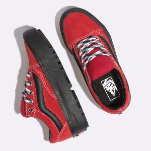 Vans Bayan Spor Ayakkabı 90s Retro Old Skool Lug Platform Kırmızı/Beyaz | 70017-964